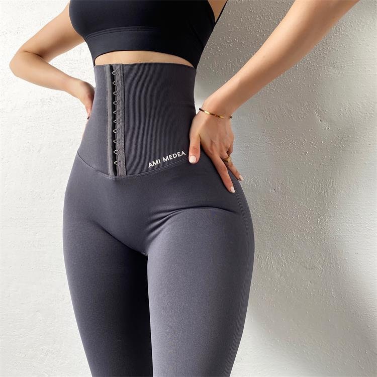Seamless High Waist Compression Sports Pants Women's Belly Adjustable Push Up Yoga Pants Stretchy Running Gym Fitness Leggings
