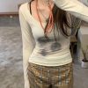 Sexy See Through Mesh Tops Thin Slim Semi Transparent Top Tie Dye Grunge Aesthetic T Shirts Women Chic Clubwear Graphic