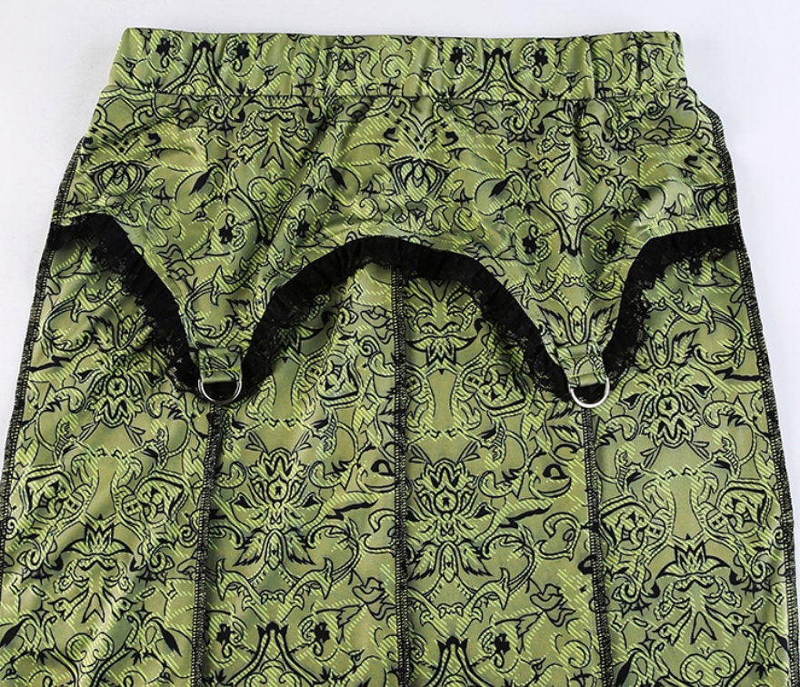 Sexy Skirt Fashion Skirt Retro Skirt Fishtail Skirt Green Ruffle Skirt Hip Wrap Skirt Bohemian Skirt Y2k Skirt