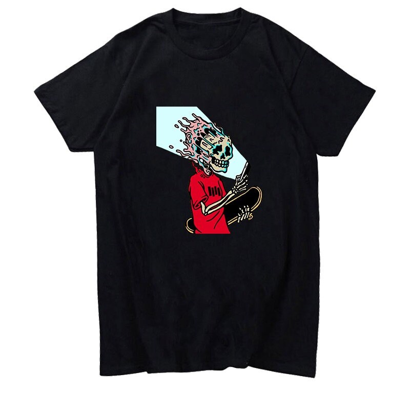 Skeleton Skater Print T Shirt
