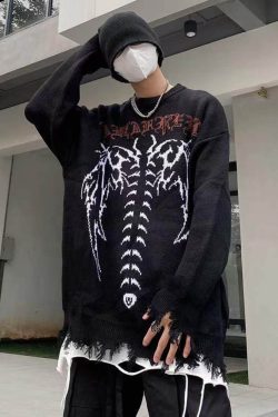 Skeleton Sweatshirts Gothic Printed Oversized Tshirts Gothic Printed Tshirts Streetwear Vintage Retro Y2k Clothing Grunge