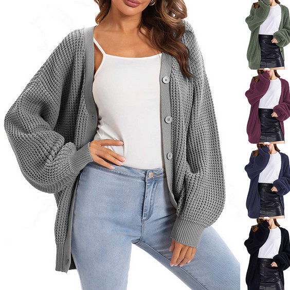 Solid Color Mid Length Twist Knit Cardigan