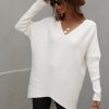 Solid Color V Neck Knitted Oversize Sweater Knitting Long Sleeve Winter Sweater Fit Warm Sweater Outerwear Womens Gift For Her