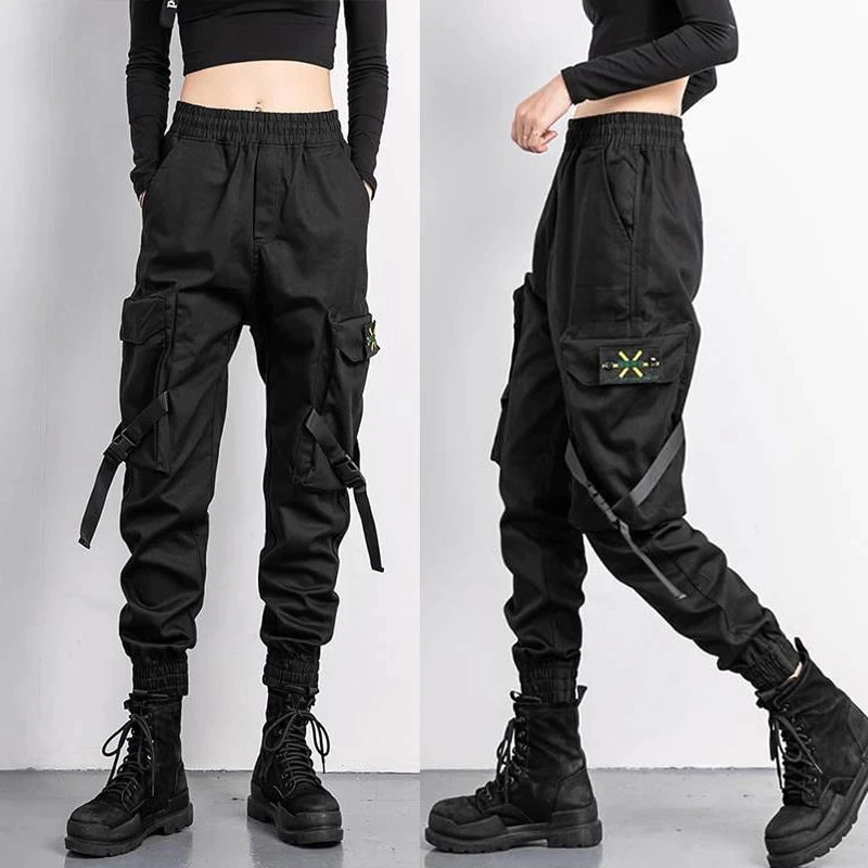Solid High Waist Flap Pocket Cargo Pants Solid Cargo Pants Flap Pocket Pants Women Utility Trousers