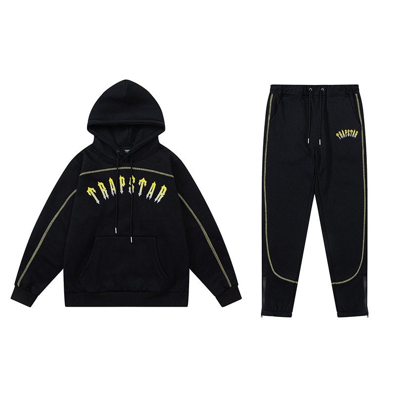 Ss22 Trapstar Yellow Logo Hoodie High Quality Embroidery Pullover Fleece Thick Sweatshirts Hooded