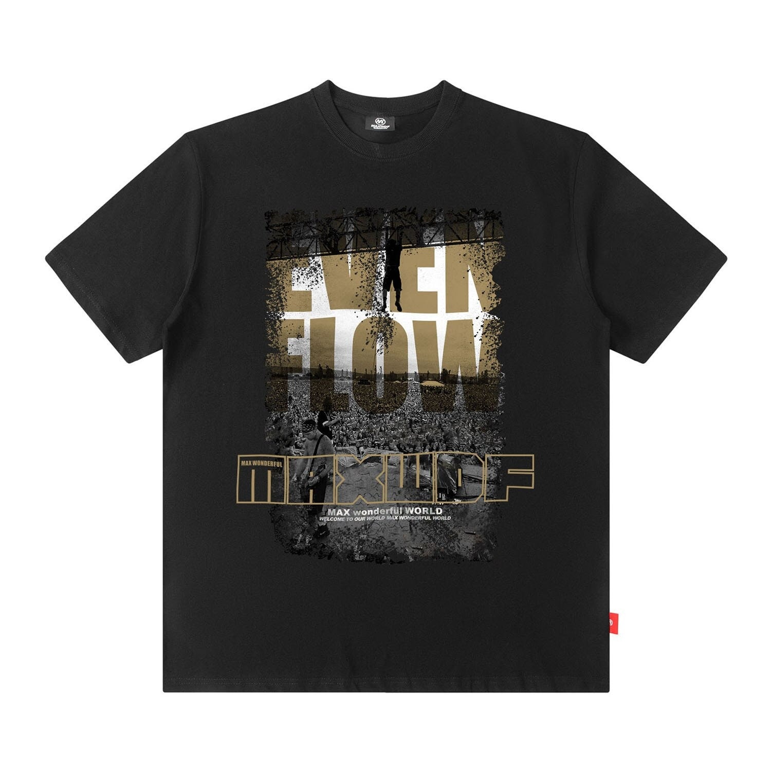Streetwear Even Flow Artwork Tee Shirt Urban Fashion Short Sleeves Black Graphic T Shirt