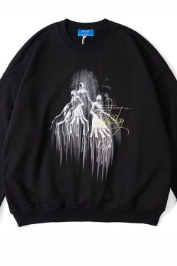 Streetwear Evolving Human Race Graphic Pullover Urban Fashion Fleece Dark Gothic Sweatshirt