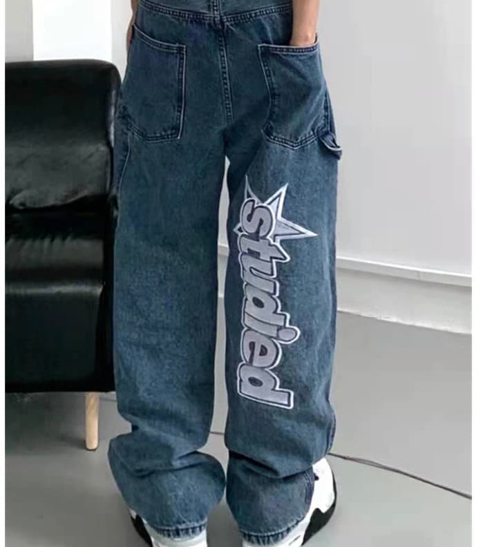 Streetwear Jeans Vintage Jeans Gothic Jeans Streetwear Style Jeans Y2k Style Jeans Black Jeans Printed Jean