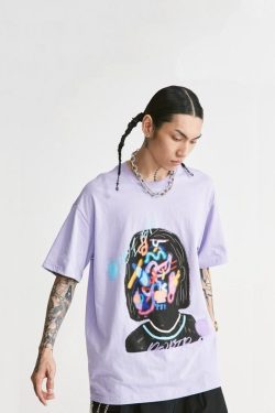 Streetwear Splash Paint Artwork Tee Shirt Urban Fashion Short Sleeves Graphic T Shirt