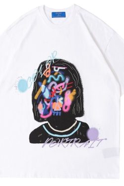 Streetwear Splash Paint Artwork Tee Shirt Urban Fashion Short Sleeves Graphic T Shirt