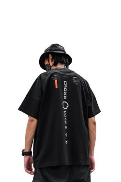 Streetwear Summer Croxx Ai Tee Shirt For Men Urban Fashion Cotton Black Short Sleeve T Shirt