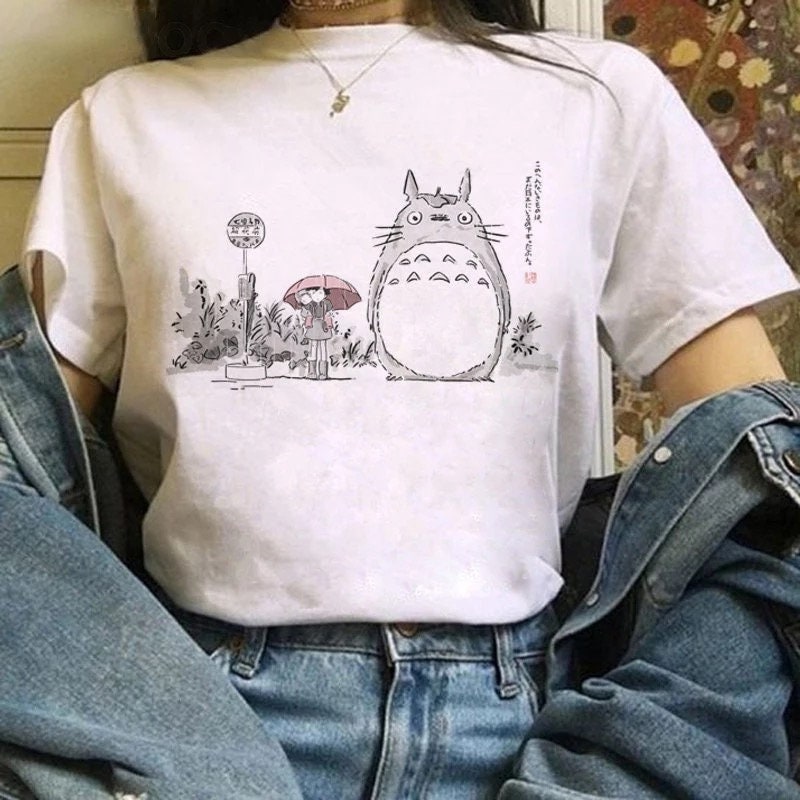 Streetwear Totoro Studio Ghibli Harajuku Kawaii Tshirt Women Ullzang Miyazaki Hayao Tshirt Funny Cartoon T Shirt Cute Anime Top Tee Female