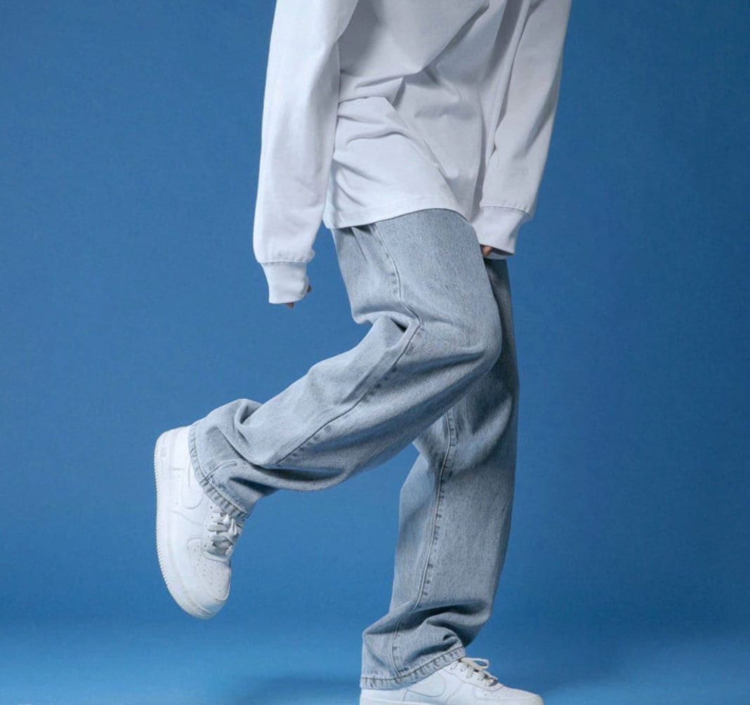 Streetwear Trendy Y2k Blank Oversized Cotton Men Hip Hop Baggy Denim Style Jean Casual Barcode Pant Trousers Bottoms Jogger Jeans Cargo
