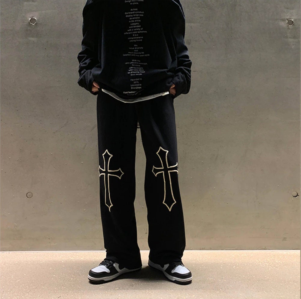 Streetwear Trendy Y2k Blank Oversized Cotton Men Hip Hop Baggy Denim Style Jean Casual Goth Gothic Pant Trousers Bottoms Jogger Jeans Cargo