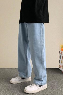 Streetwear Trendy Y2k Blank Oversized Cotton Men Hip Hop Baggy Denim Style Newschool Barcode Pant Trousers Bottoms Jogger Jeans Cargo