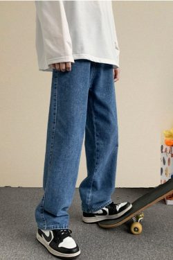 Streetwear Trendy Y2k Blank Oversized Cotton Men Hip Hop Baggy Denim Style Newschool Barcode Pant Trousers Bottoms Jogger Jeans Cargo