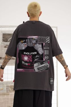 Streetwear Zombie Evolution Graphic Tee Shirt Urban Summer Fashion Oversized Kanji T Shirt