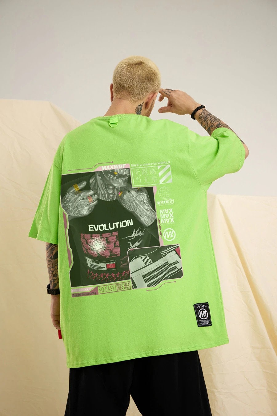 Streetwear Zombie Evolution Graphic Tee Shirt Urban Summer Fashion Oversized Kanji T Shirt