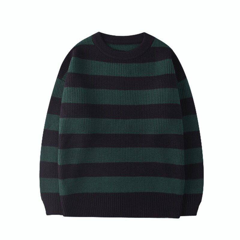 Striped Knitted Oversized Grandpa Warm Fall Sweater Aesthetic Sweatshirt Pullover Oversize Warm Thick Sweater