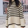 Striped Sweater For Women Vintage Turtleneck Sweater Y2k Sweater