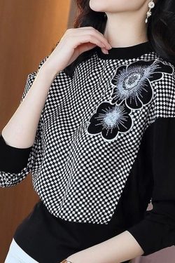 Stylish Printed Spliced Embroidery Floral Blouse Women's Clothing Autumn New Casual Pullovers Loose Commute Shirt