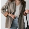 Suit Dark Academia Clothing Retro Double Breasted Office Jacket Ladies Loose Coat Plaid Blazer Summer Minimal Style