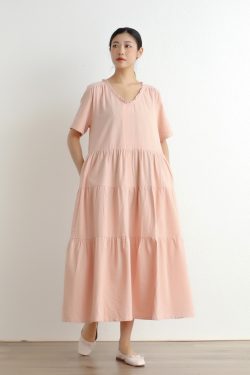 Summer Cotton Dress Soft Casual Loose Tunics Dresses Short Sleeves Robes Maxi Dresses Customized Dress Plus Size Clothing Linen
