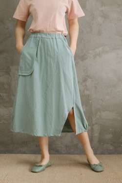 Summer Cotton Skirts A Line Pleated Elastic Waist Skirt Flared Casual Loose Midi Skirts Customized Plus Size Skirt Boho Linen Skirts