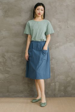 Summer Cotton Skirts A Line Pleated Elastic Waist Skirt Flared Mini Skirts Customized Plus Size Skirt Boho Linen Skirt