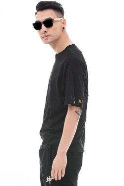 Summer Fashion Dragon Embroidery Tee Shirt Japanese Streetwear Black Kanji Short Sleeve T Shirt