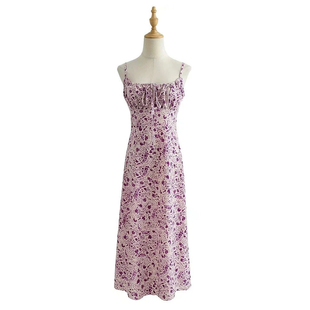 Summer Gunne Sax Dress Boho Flower Girl Dress Floral Print Princesscore Dress Vintage Lolita Fashion Midi Dress