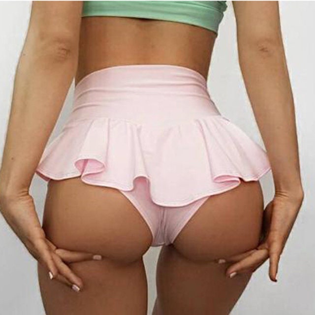 Summer Shorts Women Skirts Pants High Waist Pole Dance Disheveled Hot Shorts Sport Mini Tight Pleats Fitness Yoga Shorts