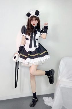Sweet Kawaii Panda Maid Cosplay Costume Lolitafashion Dress Classic Maid Dress Schoolgirl Anime Cosplay Maid Dress Gift For Girls