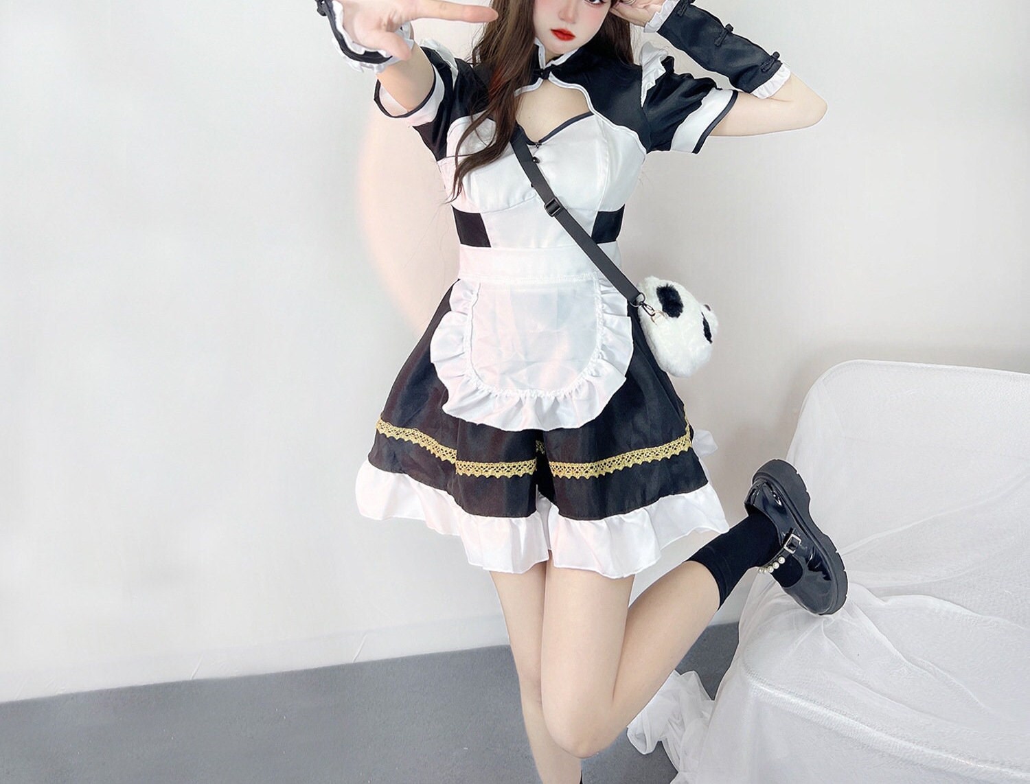 Sweet Kawaii Panda Maid Cosplay Costume Lolitafashion Dress Classic Maid Dress Schoolgirl Anime Cosplay Maid Dress Gift For Girls
