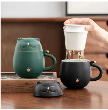 Tea Infuse Mug Ceramic Mug Coffee And Tea Maker Maneki Neko Tea Infuse Ceramic Tea Sets Birthday Gifts