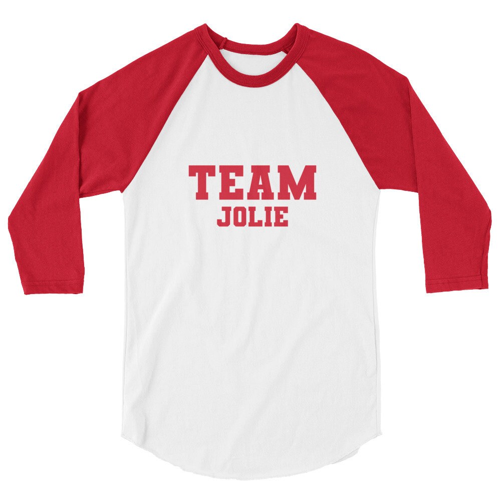 Team Jolie Red And White Raglan Baseball Tee