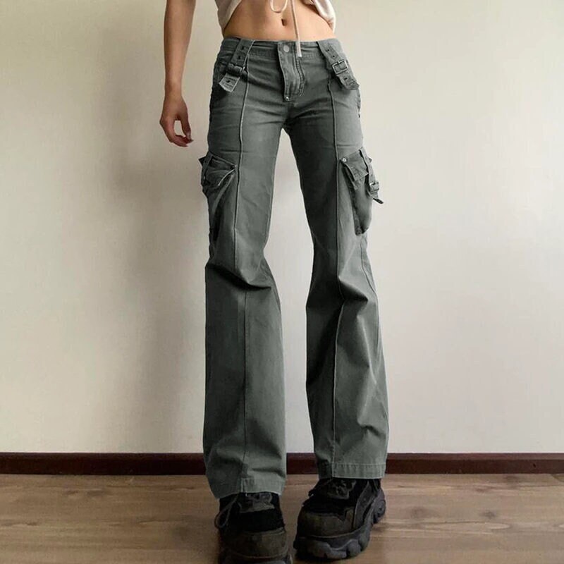 Techwear Baggy Cargo Pants Y2k Alt Clothing & Trousers Chic Zipper Low Waisted Pants