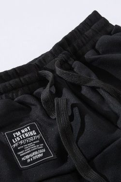 Techwear Streetwear Joggers Pants Cotton Ripped Black Sweatpants Men