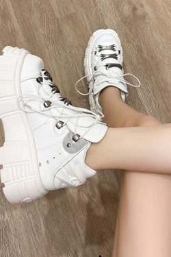 Thick Bottom Creeper Shoes Aesthetic Shoes British Style Retro Shoes Gothic Shoes Chunky Heel Punk Shoes Lace Up Shoes Platform Shoes