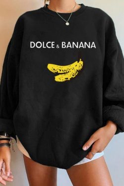 Trendy Spring Women Funny Dolce & Banana Hoodie Sweater Sweatshirt Pullover Grilfriend Gift Strick Oversized O Neck Y2k Turtleneck Female