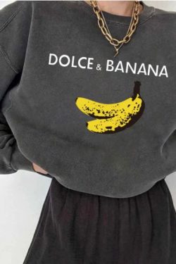 Trendy Spring Women Funny Dolce & Banana Hoodie Sweater Sweatshirt Pullover Grilfriend Gift Strick Oversized O Neck Y2k Turtleneck Female