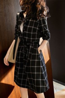 Vintage Dark Academia Clothing Preppy Style Cottagecore Dress A Line Long Sleeve Belt Temperament Midi Dress Regency Dress