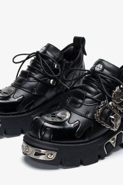 Vintage Dark Punk Gothic Metal Decor Unisex Platform Shoes Retro Boots