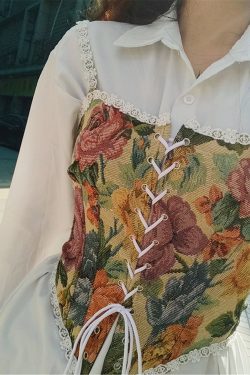Vintage Floral Corset Lace Corset Bustier Floral Embroidered Corset Skinny Corset Make Waist Smaller Renaissance Corset Floral Vest