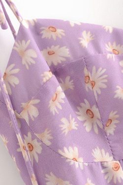 Vintage Milkmaid Purple Lilac Floral Mini Dress Y2k Clothing Korean Fashion French Retro Summer Dress 60s 70s 80s 90s Harajuku