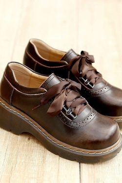 Vintage Ribbon Laced Mary Jane Oxford Shoes
