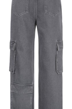 Vintage Star Jeans Pocket Stitching Straight Denim Pants Women Y2k Streetwear Low Rise