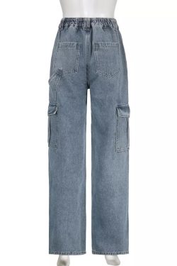 Washed Denim Cargo Pants Vintage 90s Low Waist Baggy Straight Jean Trousers Vintage Pants Y2k Pants Y2k Jeans Vintage Jeans