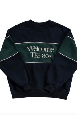 Welcome To The 80s Green Hoodie Vintage Sweater Essential Comfy Sweatshirt Aesthetic Quotes Unisex Graphic Slogan Top