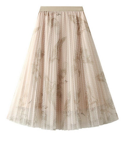 White Crane Print Skirt 3 Color French Skirt High Waist Long Skirt Flowy Skirt Seaside Skirt Y2k Skirt Gifts For Her